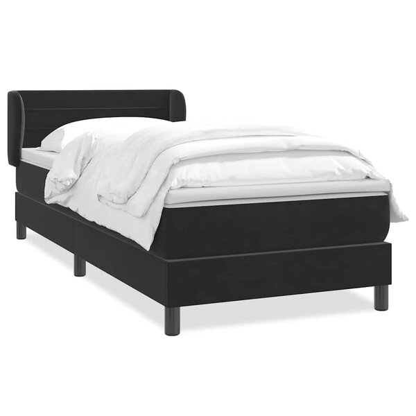 vidaXL Sommier à lattes de lit avec matelas noir 90x210 cm velours
