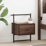 vidaXL Table de chevet murale chêne brun 35x30x51 cm bois d'ingénierie