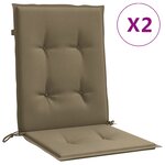 vidaXL Coussins de chaise à dossier bas lot de 2 taupe mélangé tissu