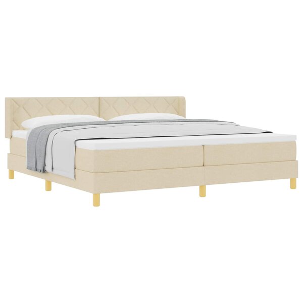 vidaXL Lit à ressorts avec matelas Crème 200 x 200 cm Polyester