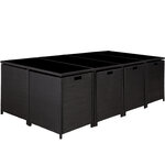 Tectake salon de jardin palma 12 places avec housse de protection  variante 2 - noir/gris