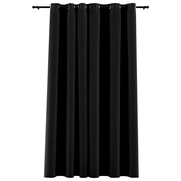 vidaXL Rideau occultant Aspect de lin à œillets Anthracite 290x245 cm