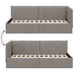 vidaXL Cadre de lit d'angle avec tête de lit Taupe 100 x 200 cm tissu