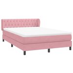 vidaXL Sommier à lattes de lit avec matelas rose 140x220 cm velours