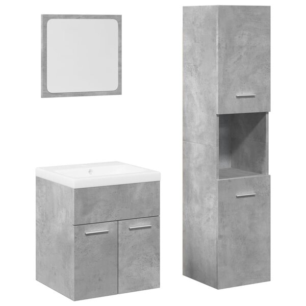vidaXL Ensemble de meubles de salle de bain 4 Pièces gris béton