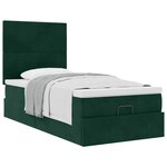 vidaXL Cadre de lit ottoman avec matelas vert foncé 100x200 cm velours