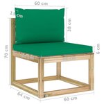 vidaXL Salon de jardin 10 Pièces avec coussins bois de pin imprégné