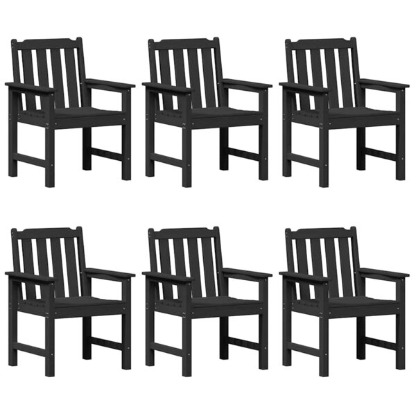 vidaXL Chaise de jardin 6 pc Noir Polyéthylène