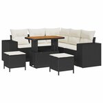 vidaXL Ensemble de canapé de jardin avec coussin 8 Pièces Noir polyrotin
