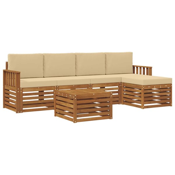 vidaXL Ensemble de canapés d'extérieur 6 Pièces Naturel et Beige