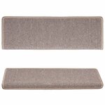 vidaXL Tapis d'escalier 15 Pièces 65x21x4 cm Marron clair