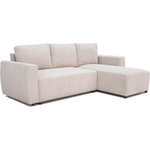 Canapé d'angle convertible réversible 3-4 places - Velours côtelé beige  coffre de rangement - 230 x 155 x Hauteur 71-95 cm