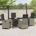 vidaXL Ensemble de salle à manger pour jardin 5 Pièces Gris polyrotin