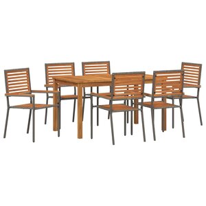 vidaXL Ensemble de salle à manger pour jardin 7 Pièces Gris