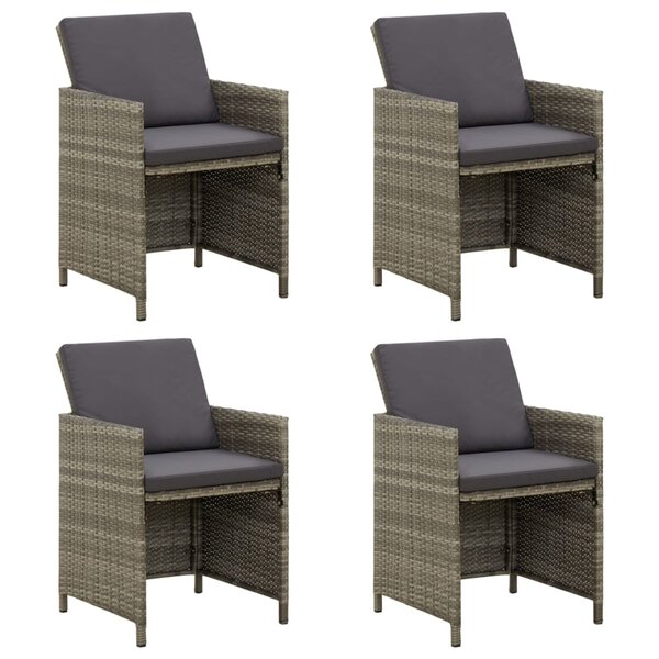 vidaXL Chaises de jardin avec coussins lot de 4 Résine tressée Gris