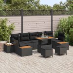 vidaXL Ensemble de canapé de jardin 10 Pièces Noir Poly rotin