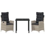 vidaXL Ensemble de salle à manger pour jardin 3 Pièces Gris clair