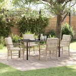 vidaXL Ensemble de salle à manger pour jardin 5 Pièces Beige Poly rotin