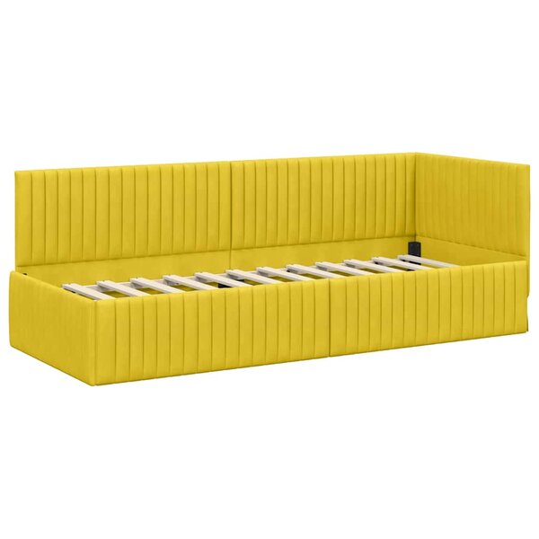 vidaXL Cadre de lit d'angle avec tête de lit Jaune 80 x 200 cm Velours