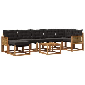 vidaXL Ensemble de canapés d'extérieur 8 pc Naturel et noir