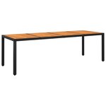 vidaXL Table de jardin 250x100x75 cm Acacia et résine tressée Noir