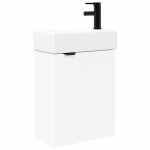 vidaXL Meuble de salle de bain avec robinet Blanc 45 5 x 22 5 x 84 cm