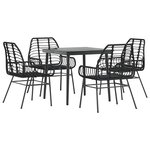 vidaXL Ensemble à manger de jardin 5 Pièces noir résine tressée verre