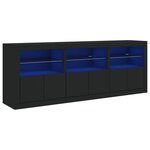 vidaXL Buffet avec lumières LED noir 181 5x37x67 cm