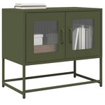 vidaXL Meuble TV vert olive 68x39x60 5 cm acier laminé à froid