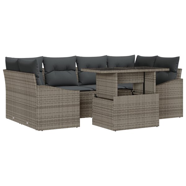 vidaXL Set de jardin 7 pièces avec coussins gris