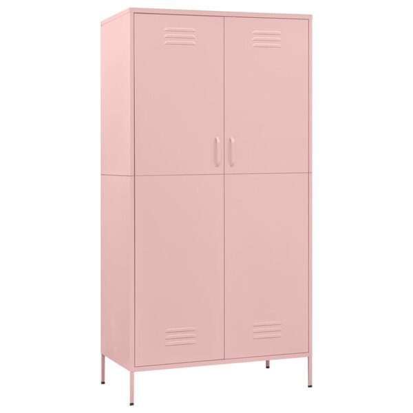 vidaXL Garde-robe Rose 90x50x180 cm Acier