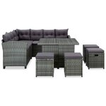 vidaXL Salon de jardin 6 Pièces avec coussins résine tressée gris