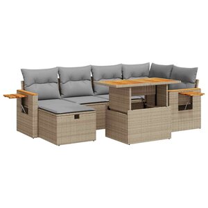 vidaXL Salon de jardin avec coussins 8 Pièces beige résine tressée