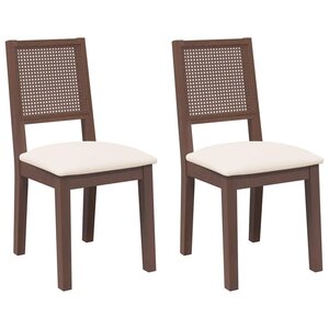 vidaXL Chaises à manger coussins 2 Pièces marron bois massif caoutchouc
