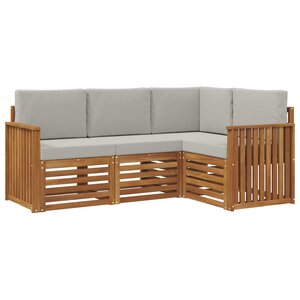 vidaXL Ensemble de canapés d'extérieur 4 pc Gris Naturel et Clair