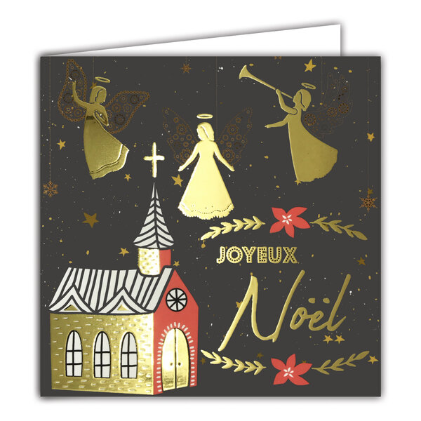 Carte Joyeux Noël avec Enveloppe Blanche 15x15cm