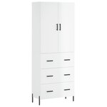 vidaXL Buffet haut Blanc brillant 69 5x34x180 cm Bois d'ingénierie