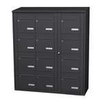 Bloc collectif Leabox  3x4  grade 3  simple face  extérieur  fixation murale  gris anthracite ral 7016 finition brillante