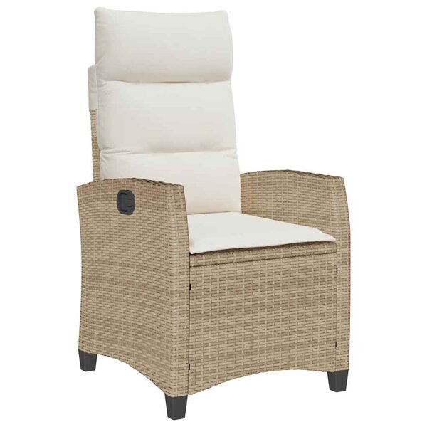 vidaXL Chaise de jardin inclinable et table d'appoint beige polyrotin