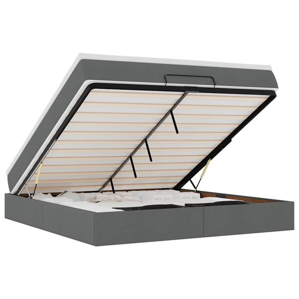 VidaXL Cadre de lit ottoman avec matelas gris foncé 180x200 cm tissu