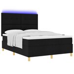 vidaXL Lit à ressort LED avec matelas Noir 160 x 200 cm tissu