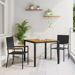 Ensemble de Salle à Manger de Jardin 3 Pièces Poly Rattan Noir vidaXL