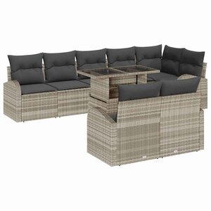 vidaXL Ensemble de canapé de jardin 9 Pièces Gris clair 100 x 55 x 73 cm