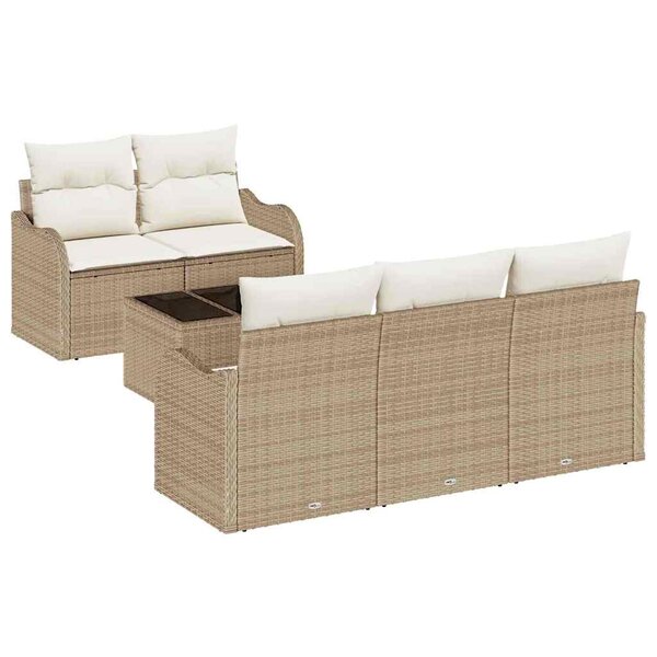 vidaXL Ensemble de canapé de jardin 6 Pièces Beige  Crème 55 x 55 x 37 cm