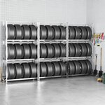 vidaXL Porte-pneus à 3 niveaux 3 Pièces Argenté 110x40x200 cm Acier
