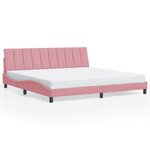vidaXL Cadre de lit avec LED sans matelas Hanko rose 200x200 cm velours