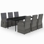 vidaXL Ensemble de salle à manger de jardin avec coussins 7 Pièces Gris