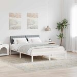 vidaXL Cadre de lit avec tête de lit Blanc et gris clair 135 x 190 cm