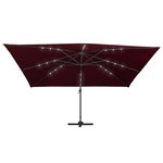vidaXL Parasol de jardin en porte-à-faux lumières LED rouge bordeaux