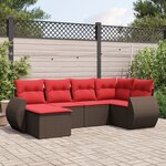 vidaXL Salon de jardin 6 Pièces avec coussins marron résine tressée